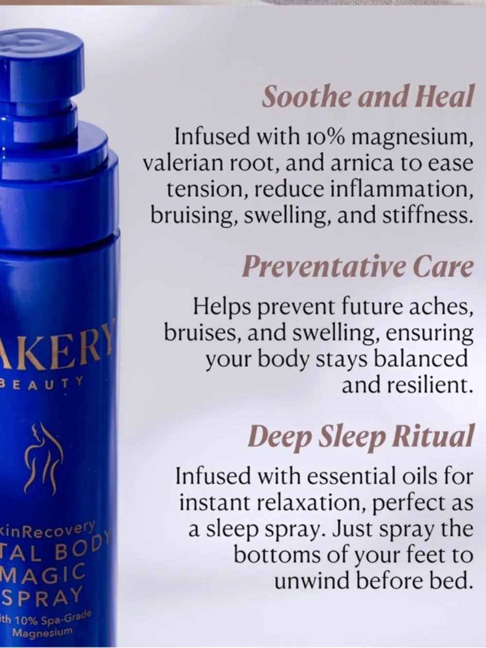 New Nakery Beauty Total Body Magic Spray Magnesium Skin Recovery Smoothing 4 oz. - Picture 3 of 4